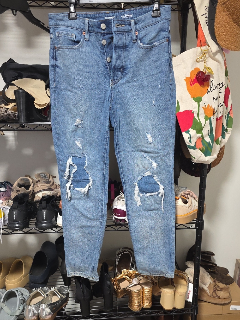 Old Navy Light Blue Distressed Boyfriend Jeans